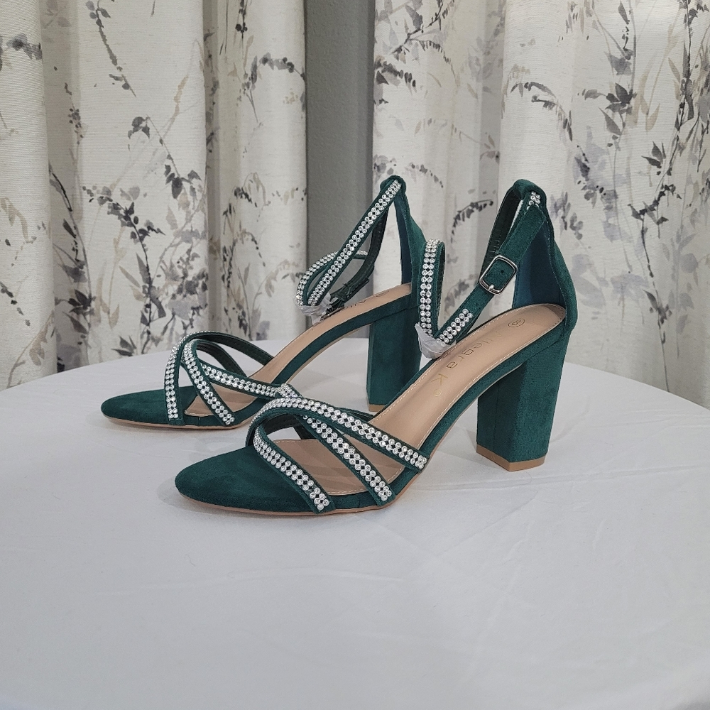 Allegra K Womens Strappy Rhinestone Heel